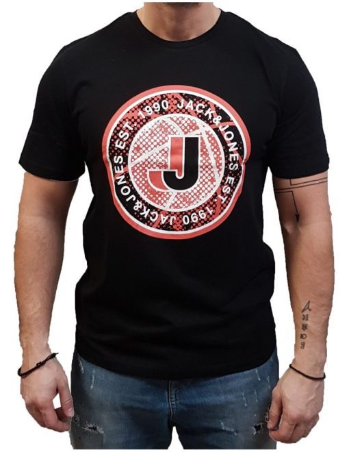 jackjones 12232374 jco theodor tee ss crew neck fst black t shirt