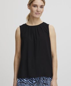 black sleeveless blouse