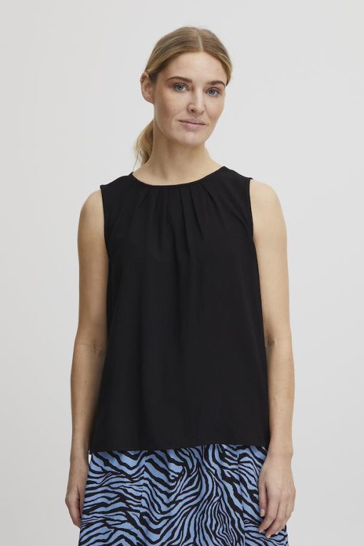 black sleeveless blouse