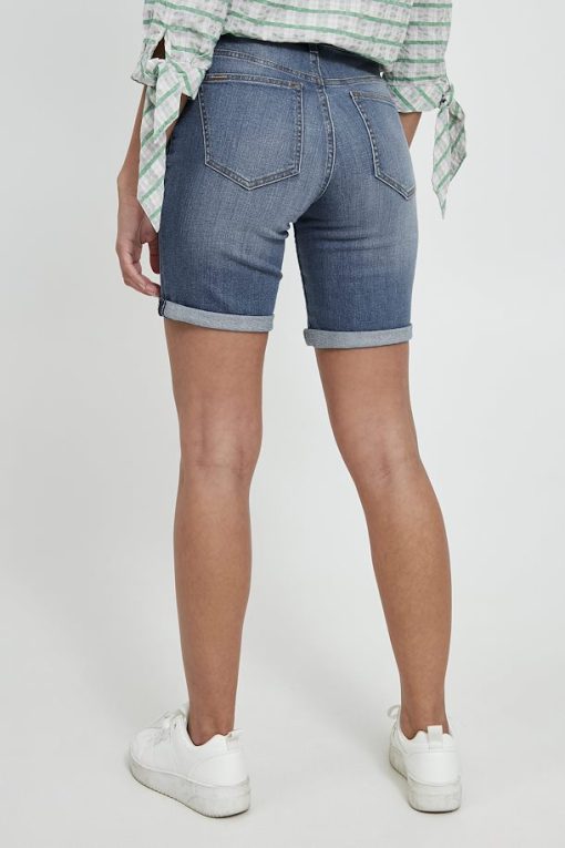 mid blue denim shorts casual 1