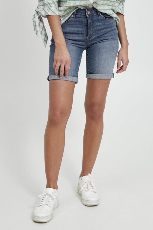 mid blue denim shorts casual 2