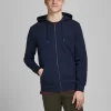 jackjones plainziphoodie blue