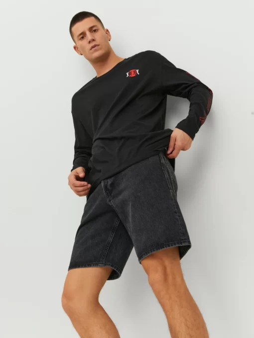 jackjones relaxedfitdenimshorts black 1