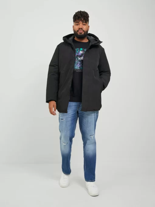 jackjones plussizeparka black 1 1