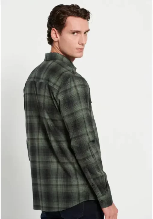 Flannel καρό πουκάμισο με τσέπες FBM008 025 05 Green