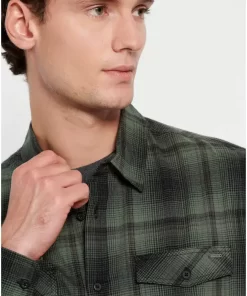 Flannel καρό πουκάμισο με τσέπες FBM008 025 05 Green (2)