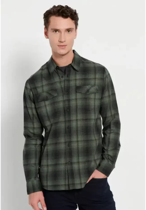 Flannel καρό πουκάμισο με τσέπες FBM008 025 05 Green (4)