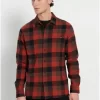 Flannel καρό πουκάμισο με τσέπη FBM008 031 05 Burnt Orange