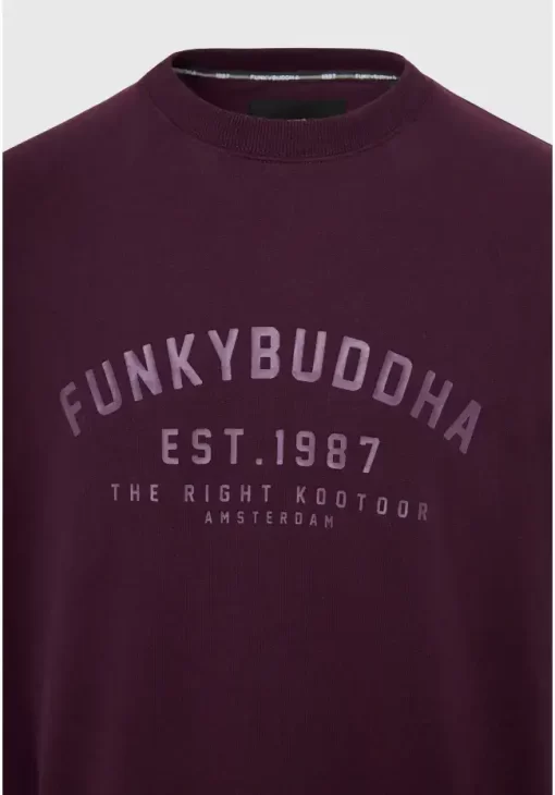 Funky Buddha Φούτερ με τύπωμα FBM008 095 06 Burgundy (2)