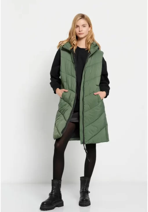 Loose fit αμάνικο puffer τζάκετ FBL008 105 01 Sage Leaf (3)