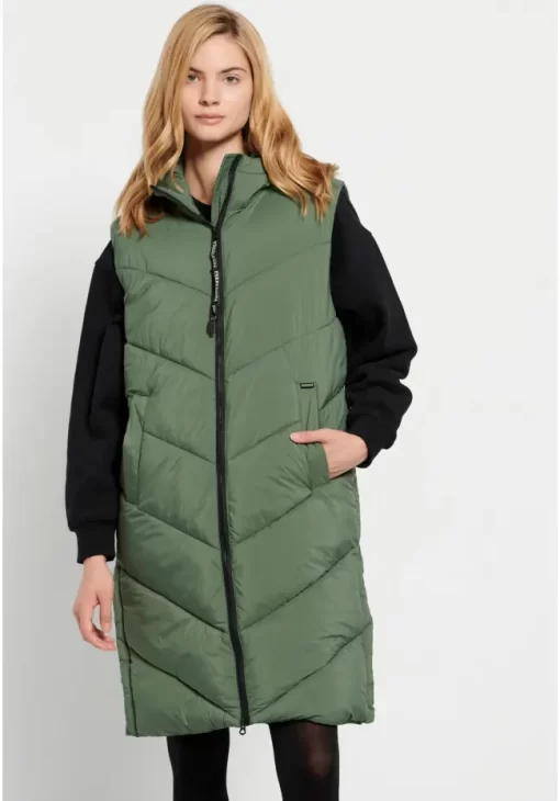 Loose fit αμάνικο puffer τζάκετ FBL008 105 01 Sage Leaf