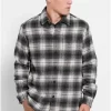 Oversized καρό flannel overshirt πουκάμισο FBM008 080 05 Anthracite (2)