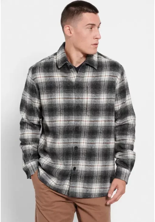 Oversized καρό flannel overshirt πουκάμισο FBM008 080 05 Anthracite (2)