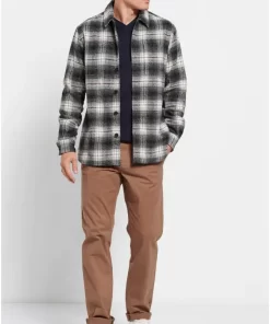 Oversized καρό flannel overshirt πουκάμισο FBM008 080 05 Anthracite