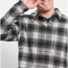 Oversized καρό flannel overshirt πουκάμισο FBM008 080 05 Anthracite (3)