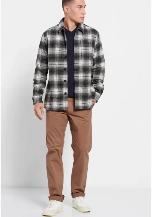 Oversized καρό flannel overshirt πουκάμισο FBM008 080 05 Anthracite