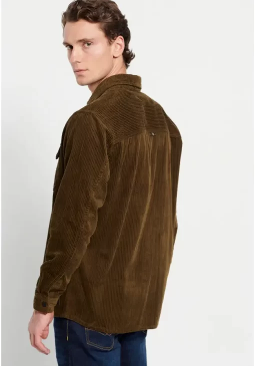 Oversized κοτλέ πουκάμισο FBM008 077 05 Khaki