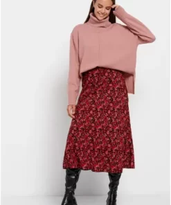 Oversized πλεκτή μπλούζα με πλαϊνό σκίσιμο FBL008 139 09 Dusty Rose (4)