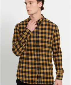 Ανδρικό Flannel πουκάμισο καρό FBM008 029 05 Ochre (4)