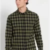 Ανδρικό Flannel πουκάμισο καρό FBM008 029 05 Olive