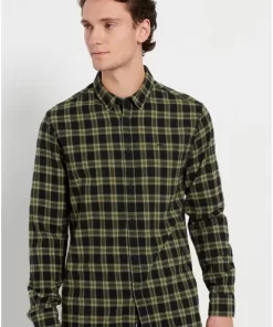 Ανδρικό Flannel πουκάμισο καρό FBM008 029 05 Olive