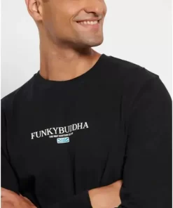Μακρυμάνικη μπλούζα με τύπωμα στο στήθος FBM008 001 07 Black