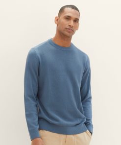 Πλεκτό jumper με υφή 103819832506 Dusty Dark Teal