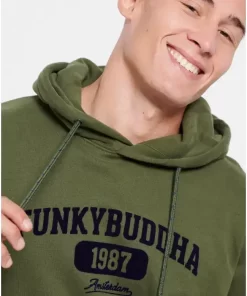 Funky Buddha Φούτερ με κουκούλα και τύπωμα FBM008 052 06 Pine Green (2)