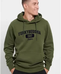 Funky Buddha Φούτερ με κουκούλα και τύπωμα FBM008 052 06 Pine Green (4)