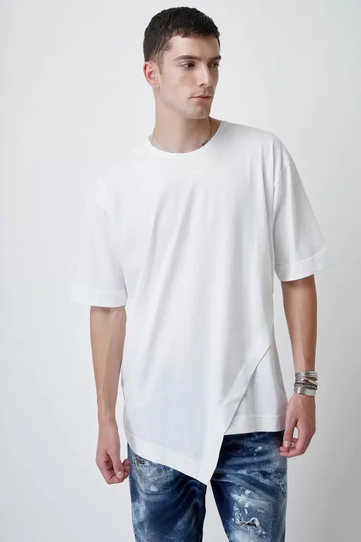 T shirt Asymmetric Line 3506 White