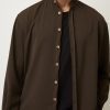 oversize πουκάμισο με μάο γιακά 9030 Khaki (2)