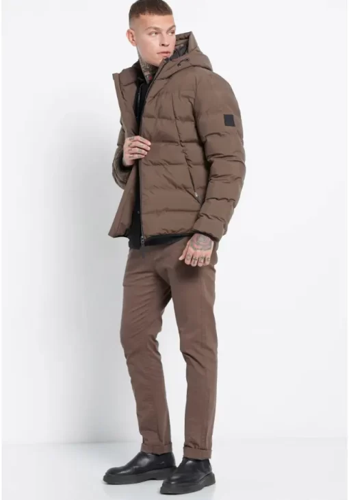 puffer μπουφάν με επένδυση FBM008 038 01 Olive Brown (2)