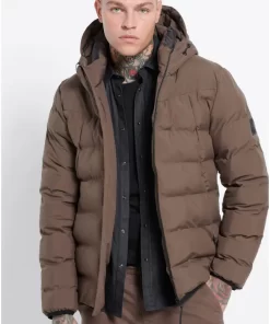 puffer μπουφάν με επένδυση FBM008 038 01 Olive Brown