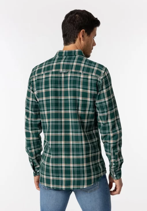 Flannel καρό πουκάμισο με τσέπη 10051506 Green (2)