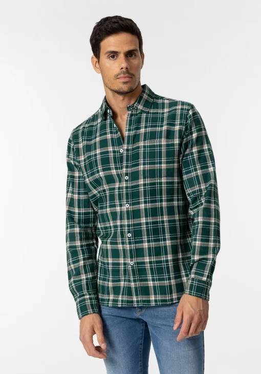 Flannel καρό πουκάμισο με τσέπη 10051506 Green