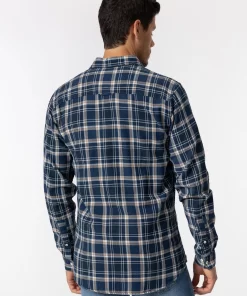 Flannel καρό πουκάμισο με τσέπη 10051506 Navy (2)