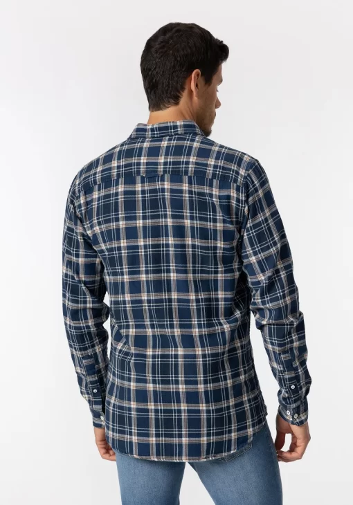 Flannel καρό πουκάμισο με τσέπη 10051506 Navy (2)