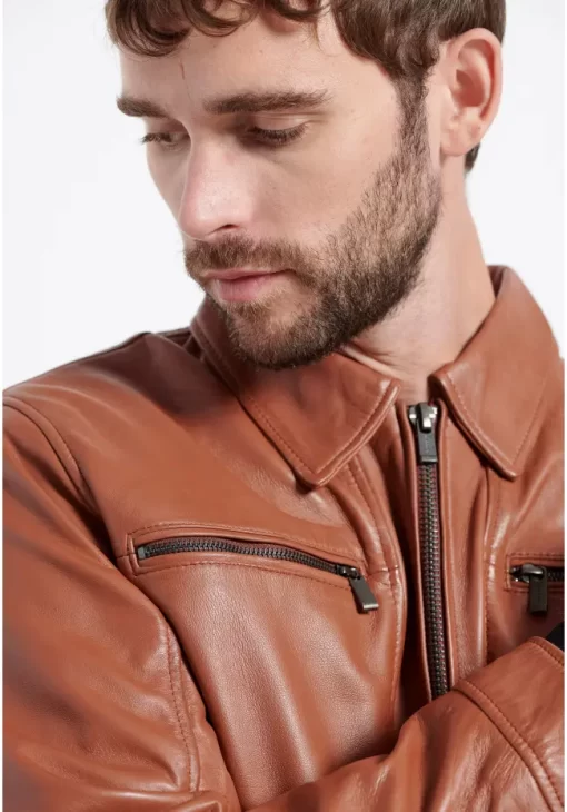 Ανδρικό δερμάτινο jacket (Sheepskin) MRM008 260 01 Brown (3)