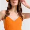 Halter neck κορμάκι σε rib ύφανση FBL009 102 17 Orange