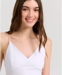 Halter neck κορμάκι σε rib ύφανση FBL009 102 17 White (2)