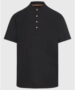 Relaxed fit linen blend πουκαμίσα με λαιμό mao FBM009 006 05 Black (2)