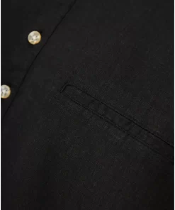 Relaxed fit linen blend πουκαμίσα με λαιμό mao FBM009 006 05 Black