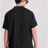 Relaxed fit linen blend πουκαμίσα με λαιμό mao FBM009 006 05 Black (4)