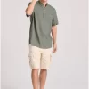 Relaxed fit linen blend πουκαμίσα με λαιμό mao FBM009 006 05 Forest Green (2)