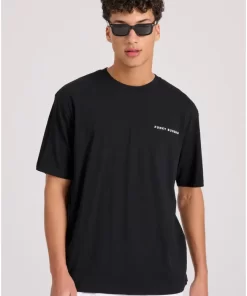 Relaxed fit t shirt με embossed τύπωμα στην πλάτη FBM009 022 04 Black (2)