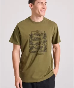 T shirt με botanic frame τύπωμα FBM009 065 04 Khaki