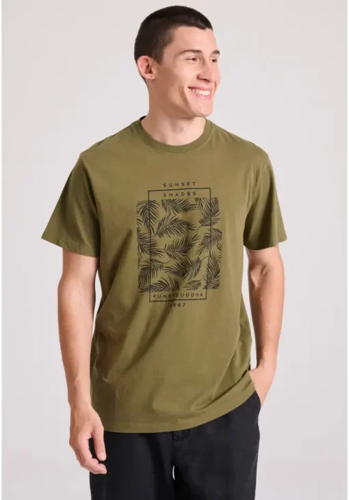 T shirt με botanic frame τύπωμα FBM009 065 04 Khaki