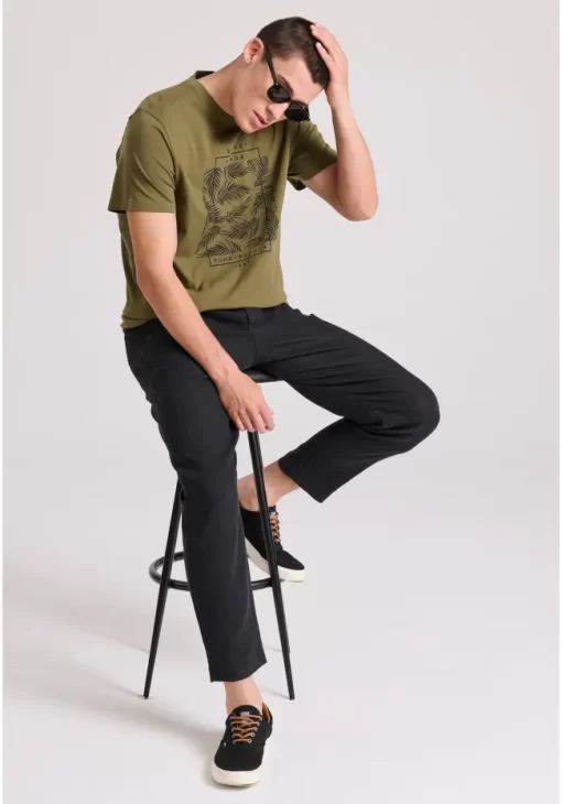 T shirt με botanic frame τύπωμα FBM009 065 04 Khaki (3)