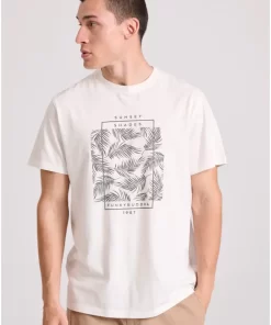 T shirt με botanic frame τύπωμα FBM009 065 04 Off White