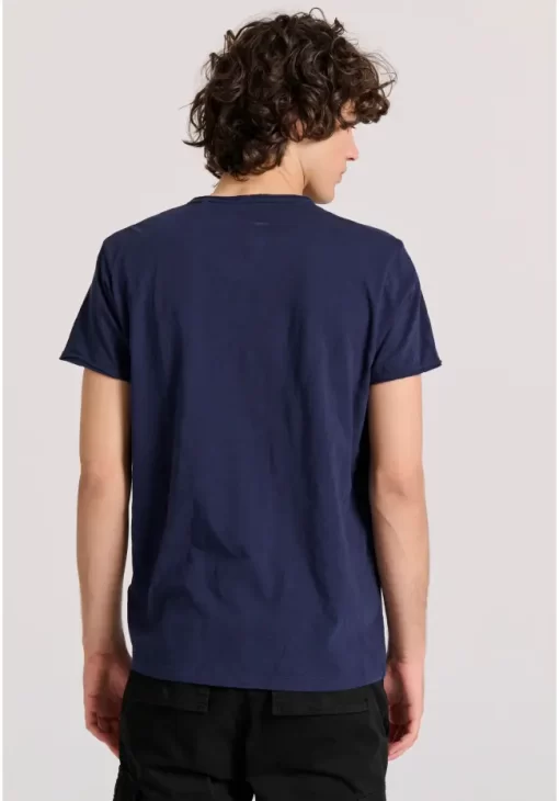 T shirt με λαιμό henley και raw cuts FBM009 004 04 Navy (4)